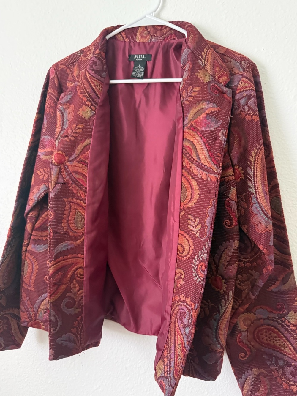 Vintage Earthtone Tapestry Jacket Paisley Textured Dark Academia - Picture 5 of 5